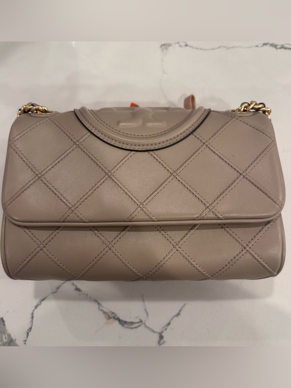 Tory Burch Quilted Shoulder Bag in Taupe